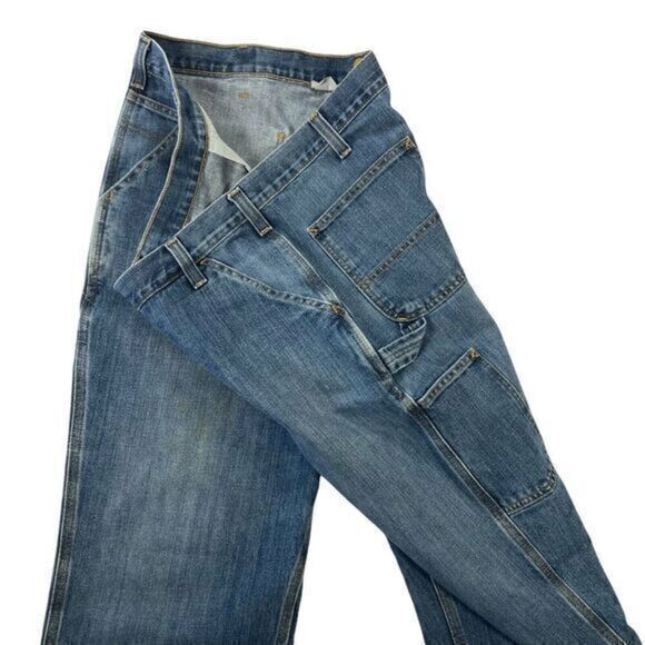 Carhartt Jeans Men Size 40x32 Blue Carpenter Denim Dungaree Fit Pockets Vintage - Picture 3 of 12